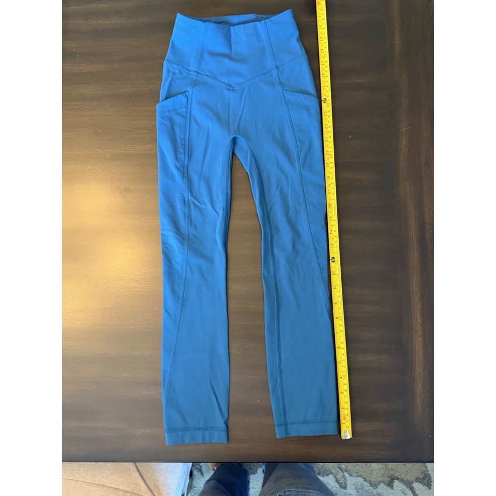 Lululemon All The Right Places HR Crop 23" Petrol Blue Leggings Size 0 EUC